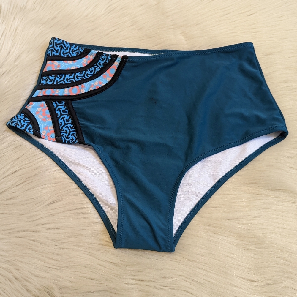 Cupshe NWT teal high waisted bikini bottoms size small